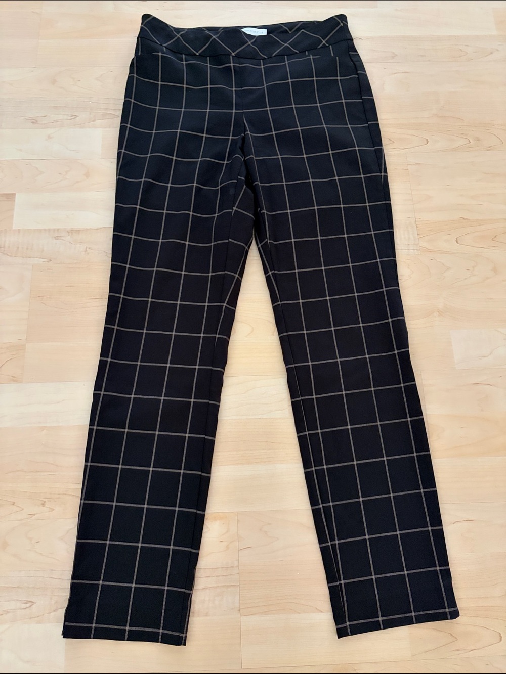 Charter Club Cambridge Skinny Black Windowpane Plaid Pants Size 8